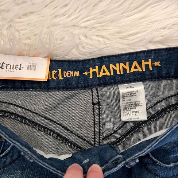 NWT Cruel Denim® 31 Long Hannah Flare Jeans Blue Denim Western Snap Bottom - Picture 5 of 10